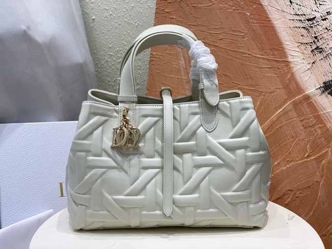 Medium Dior Toujours Bag Rope Graphic Cannage M2821OSIY white