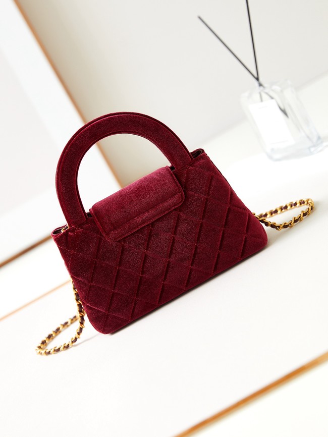 Chanel MINI SHOPPING BAG Velvet & Gold-Tone Metal AS4416 Burgundy