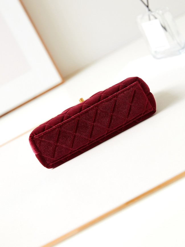 Chanel MINI SHOPPING BAG Velvet & Gold-Tone Metal AS4416 Burgundy