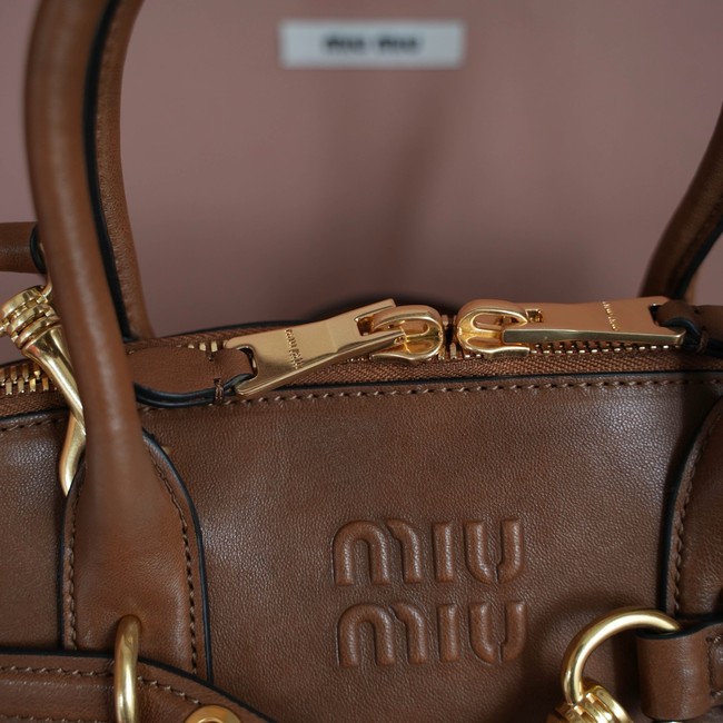 MIU MIU Leather Handle Bag 5BB168 brown