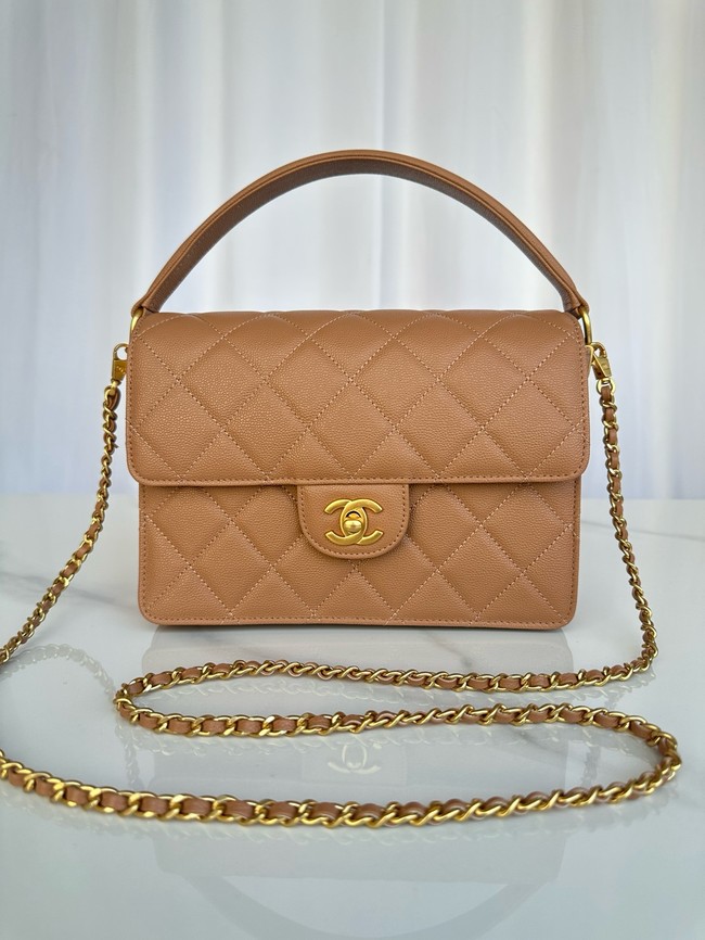 Chanel FLAP BAG WITH TOP HANDLE AS5166 Camel