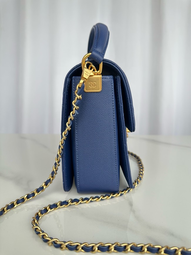 Chanel FLAP BAG WITH TOP HANDLE AS5166 Navy Blue