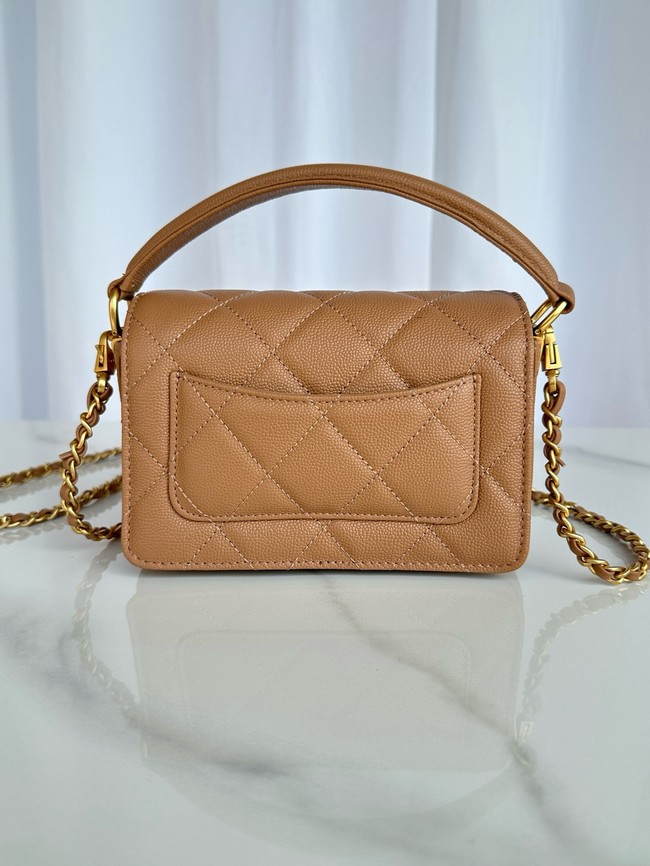 Chanel MINI FLAP BAG WITH TOP HANDLE AS5164 Camel