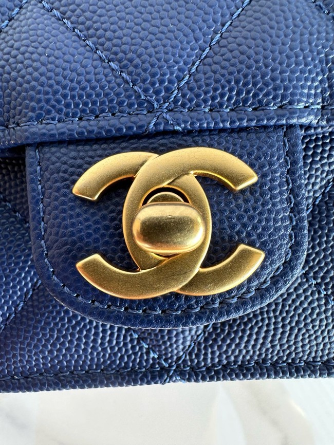 Chanel MINI FLAP BAG WITH TOP HANDLE AS5164 Navy Blue