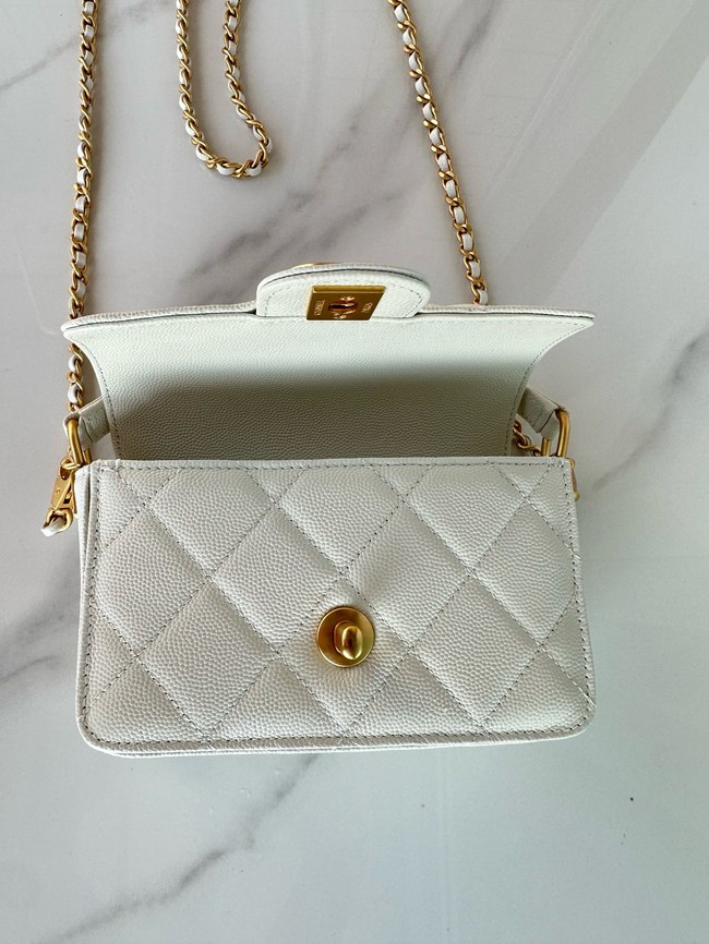 Chanel MINI FLAP BAG WITH TOP HANDLE AS5164 white