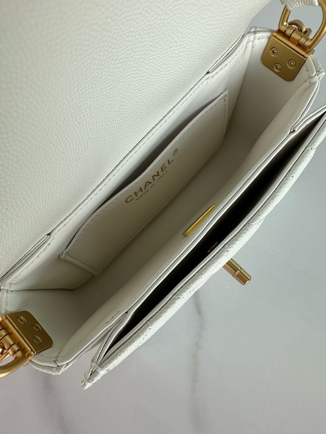 Chanel MINI FLAP BAG WITH TOP HANDLE AS5164 white