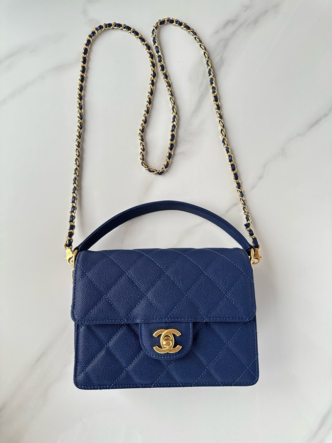 Chanel MINI FLAP BAG WITH TOP HANDLE AS5165 Navy Blue