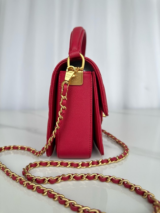 Chanel MINI FLAP BAG WITH TOP HANDLE AS5165 red