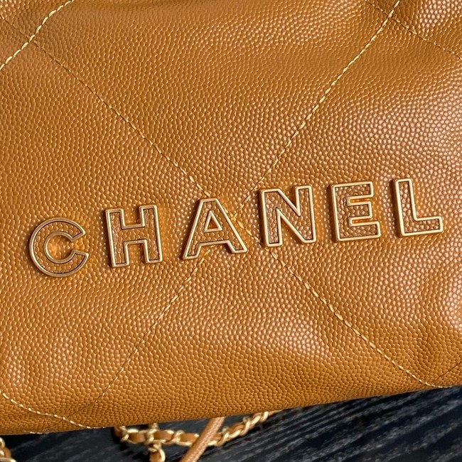 CHANEL 22 MINI HANDBAG Grained Calfskin AS3980 Camel