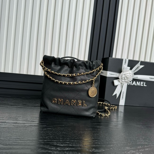 CHANEL 22 MINI HANDBAG Grained Calfskin AS3980 black