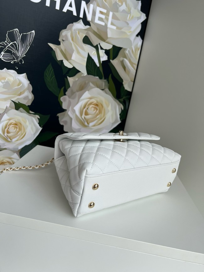 Chanel FLAP BAG WITH TOP HANDLE A92990 white