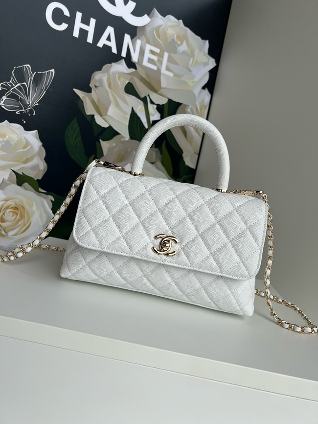 Chanel FLAP BAG WITH TOP HANDLE A92990 white