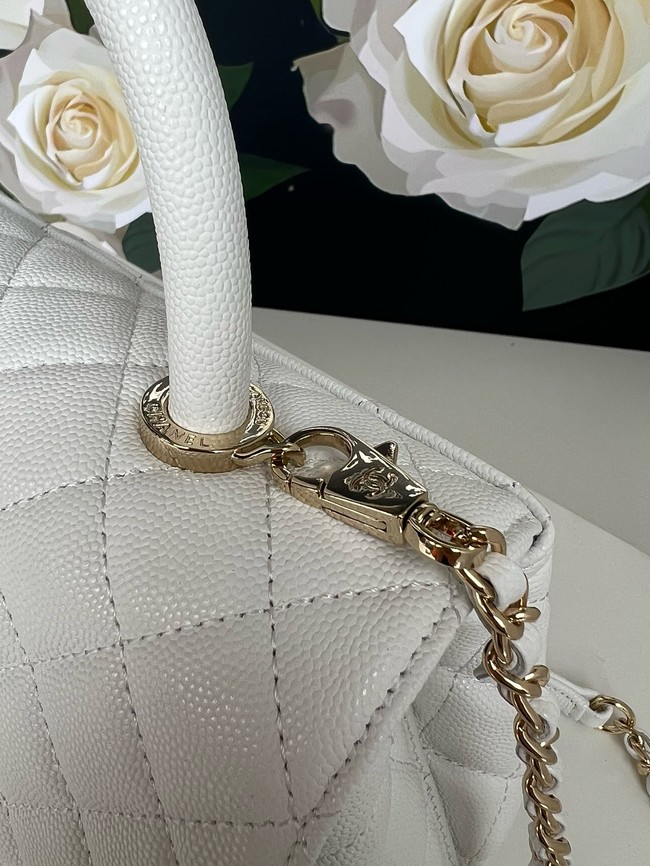 Chanel FLAP BAG WITH TOP HANDLE A92990 white