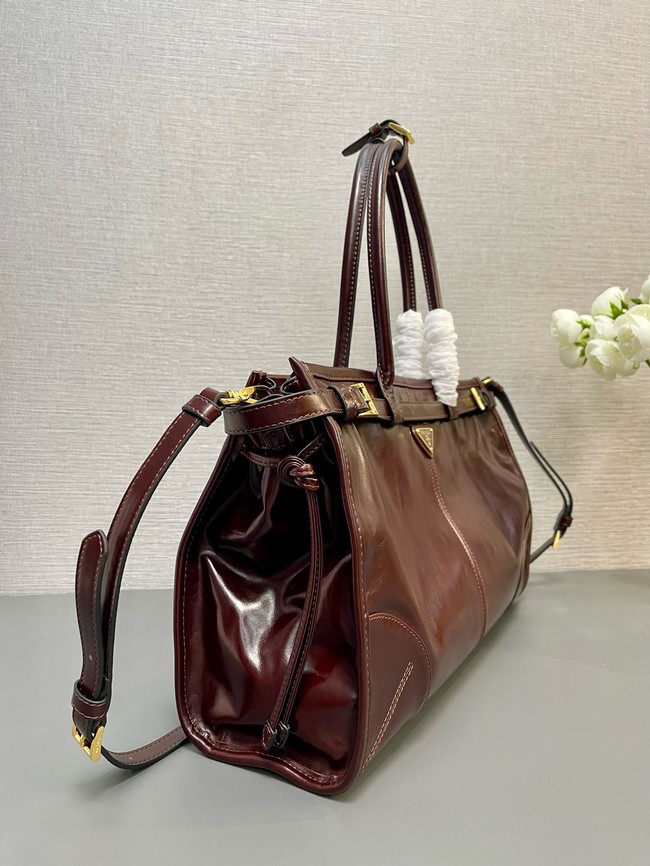 Prada Large leather handbag 1BA433 Cocoa Brown