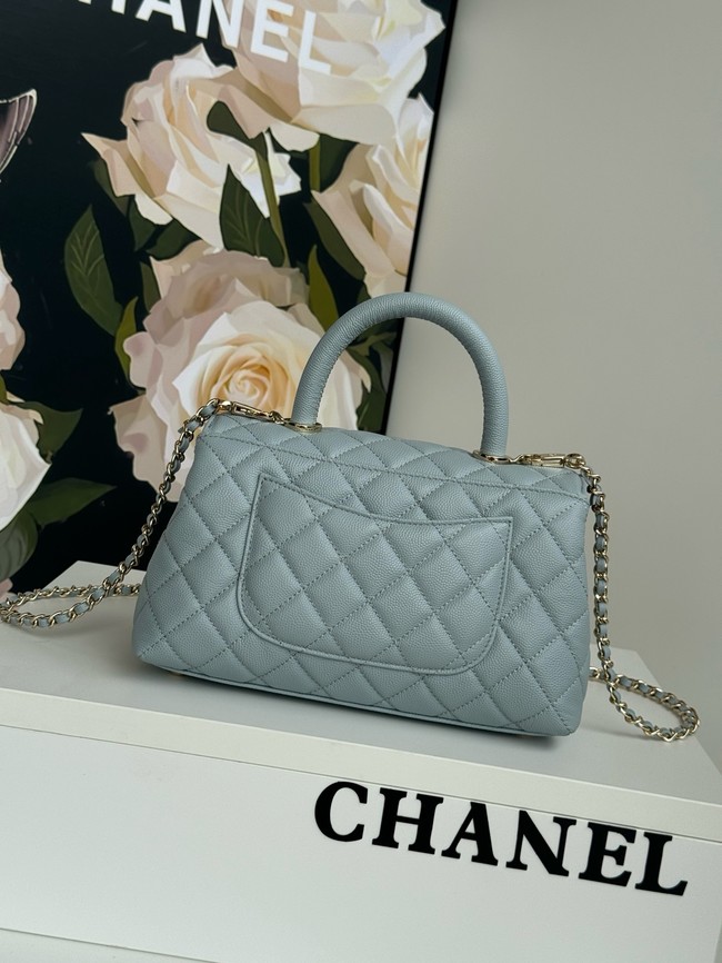 Chanel FLAP BAG WITH TOP HANDLE A92990 light blue