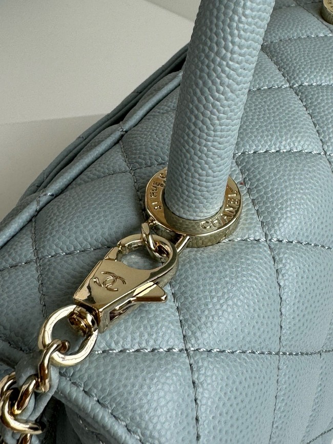 Chanel FLAP BAG WITH TOP HANDLE A92990 light blue