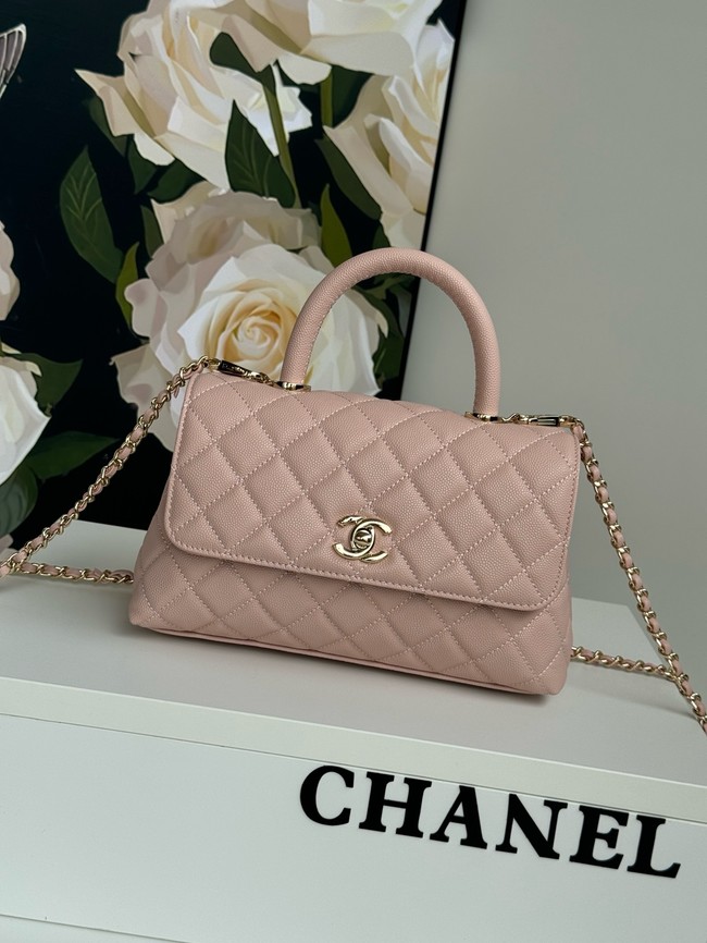 Chanel FLAP BAG WITH TOP HANDLE A92990 pink