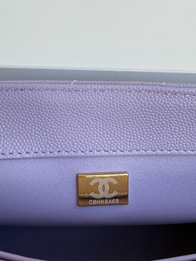 Chanel FLAP BAG WITH TOP HANDLE A92990 purple