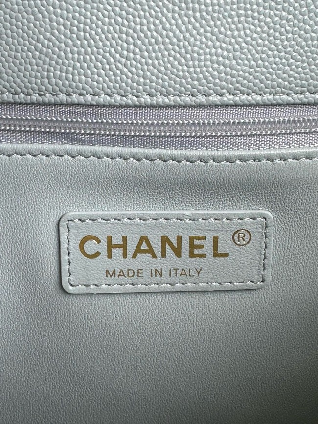 Chanel LARGE FLAP BAG WITH TOP HANDLE A92991 light blue