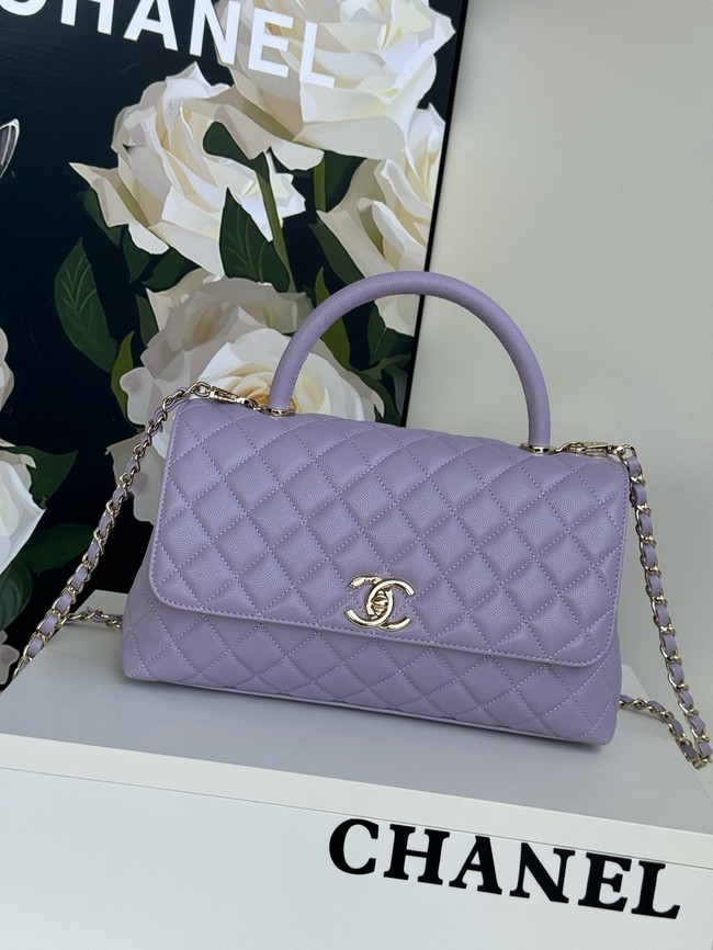 Chanel LARGE FLAP BAG WITH TOP HANDLE A92991 purple