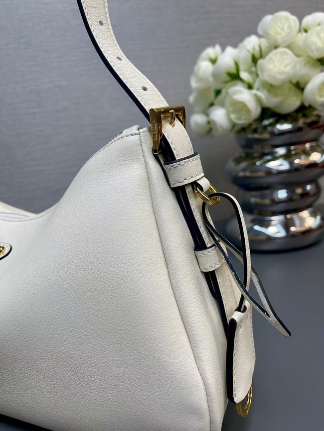 Prada Aimee medium leather shoulder bag 1BC229 white