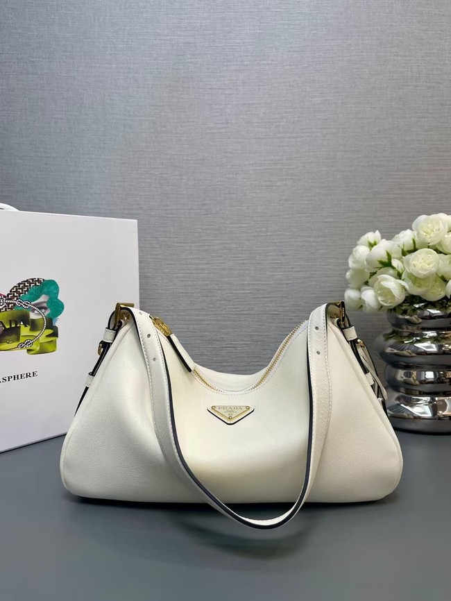 Prada Aimee medium leather shoulder bag 1BC229 white