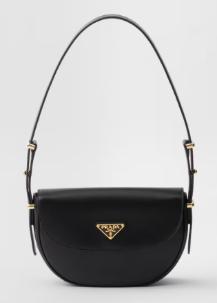 Prada Arque leather shoulder bag with flap 1BD365 black