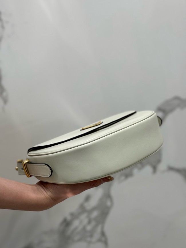 Prada Arque leather shoulder bag with flap 1BD365 white