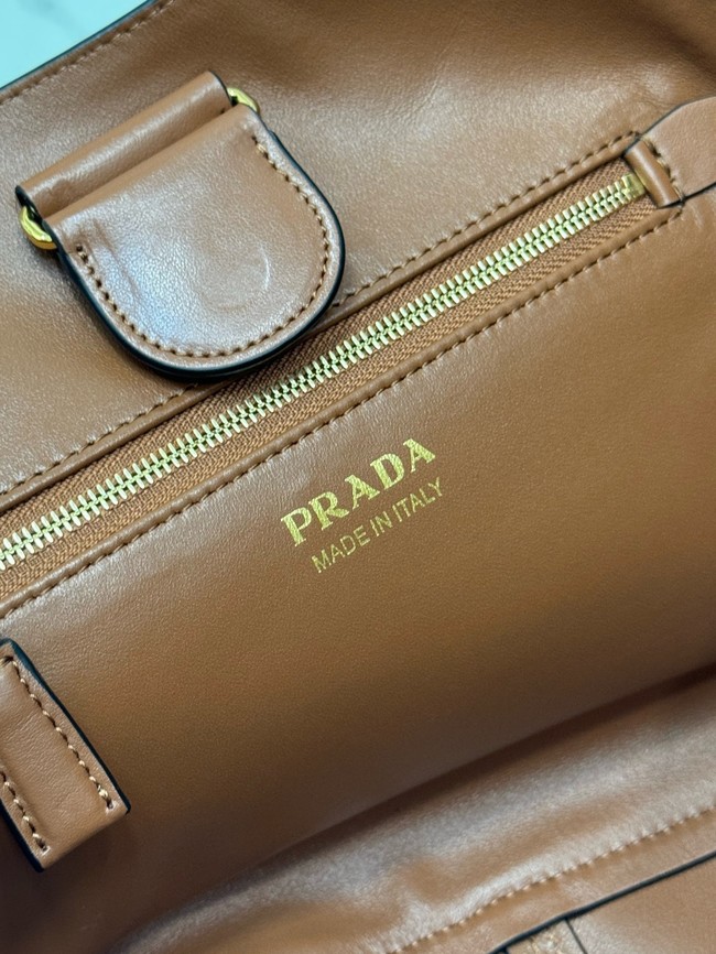 Prada medium leather tote bag 1BG483 Caramel