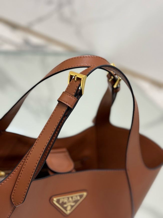 Prada medium leather tote bag 1BG483 Caramel