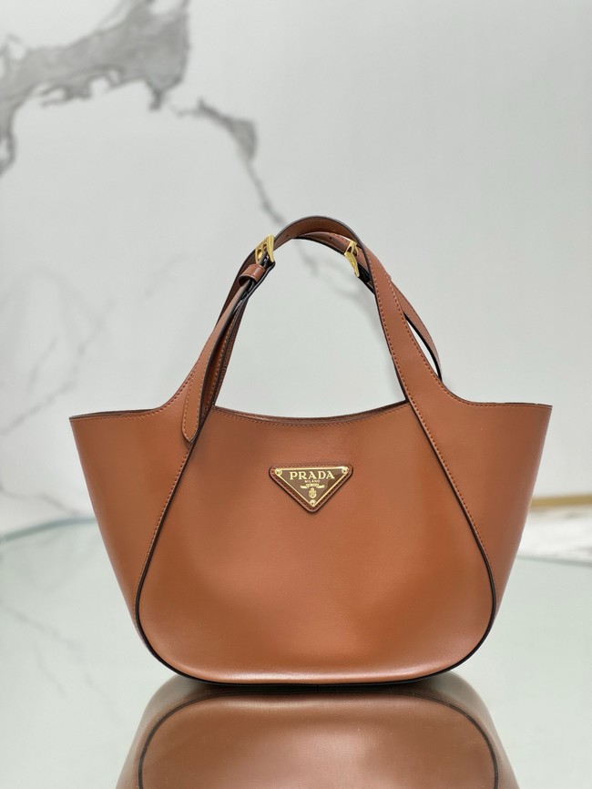 Prada medium leather tote bag 1BG483 Caramel