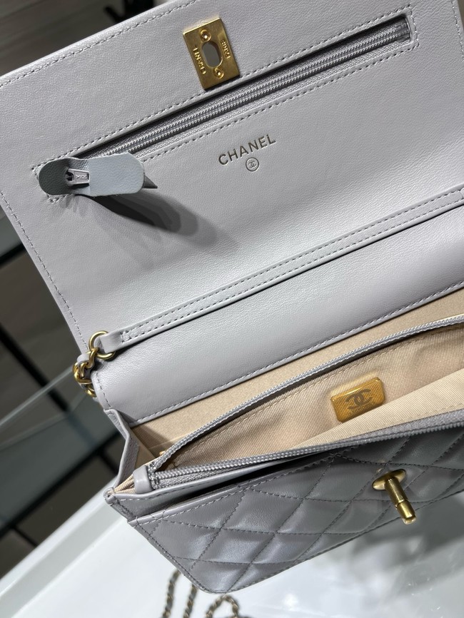 Chanel CLASSIC WALLET ON CHAIN AP1450 gray