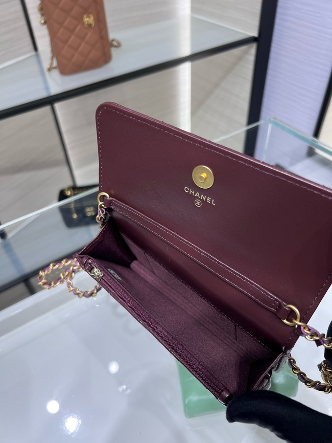 Chanel CLASSIC WALLET ON CHAIN AP3071 Burgundy