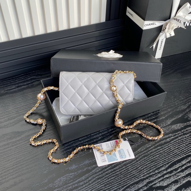 Chanel FLAP PHONE HOLDER WITH CHAIN AP4284 Gray