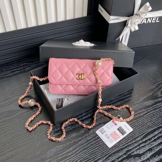 Chanel FLAP PHONE HOLDER WITH CHAIN AP4284 pink