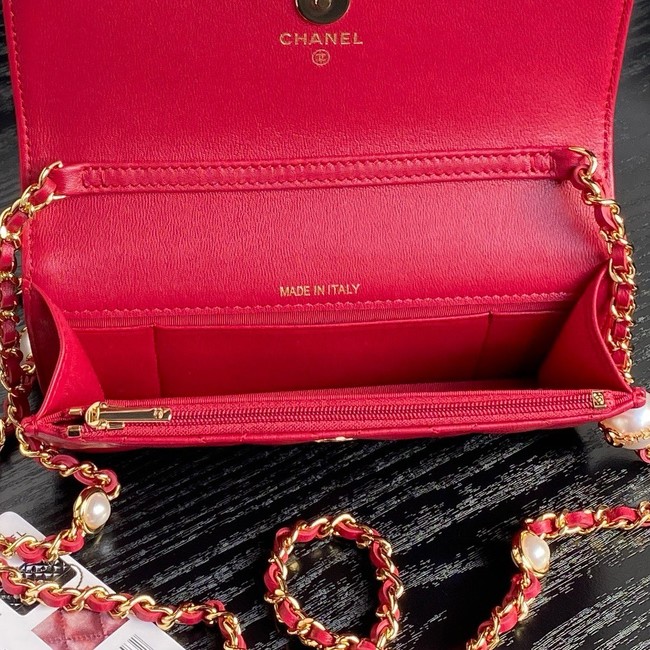 Chanel FLAP PHONE HOLDER WITH CHAIN AP4284 red