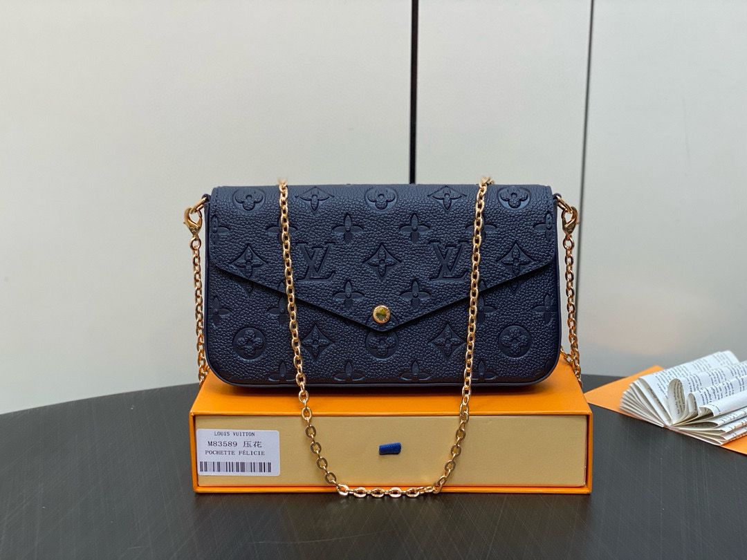 Louis Vuitton Monogram Empreinte Felicie Pochette M64065 M83589 Navy