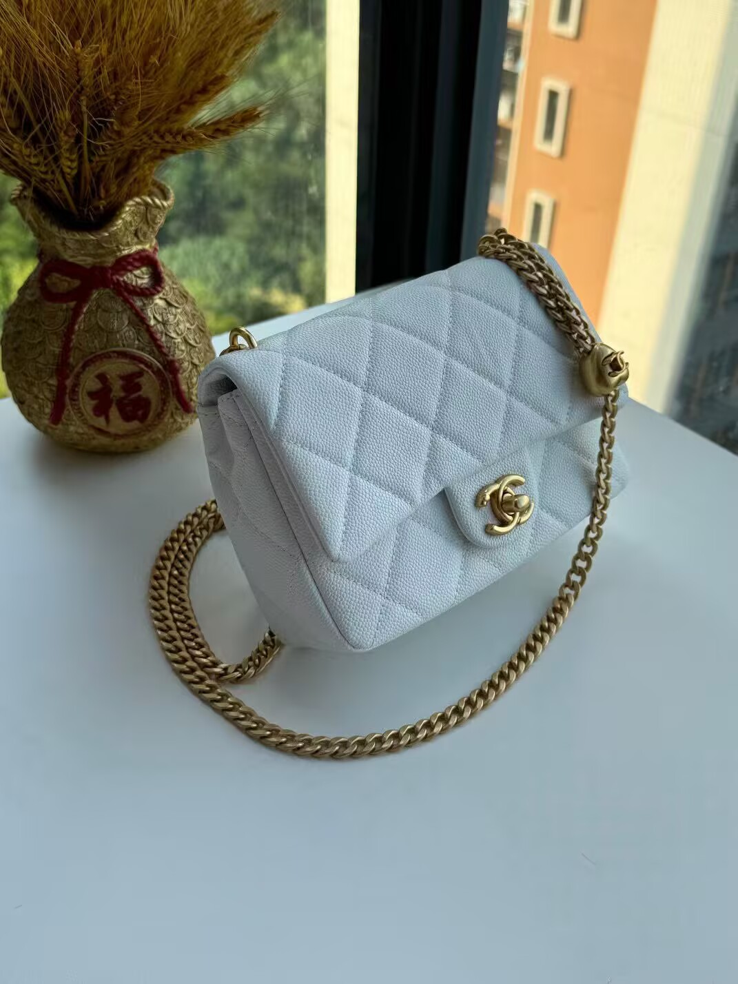 Chanel 23P Original Caviar Leather Mini Flap Bag AS3829 White