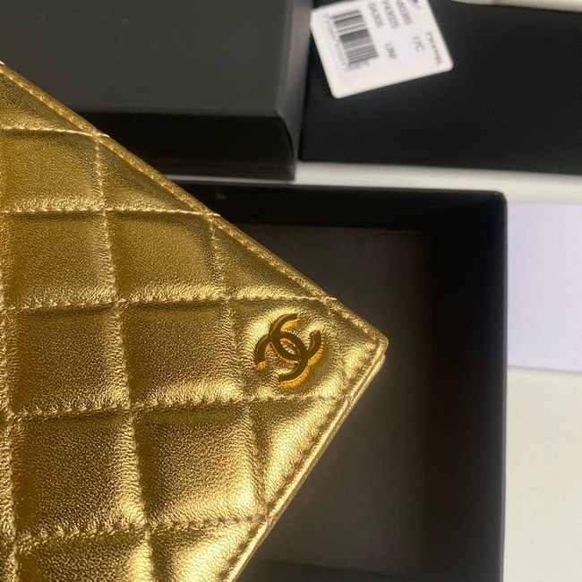 Chanel Leather & Gold-Tone Metal Wallet B80385 gold