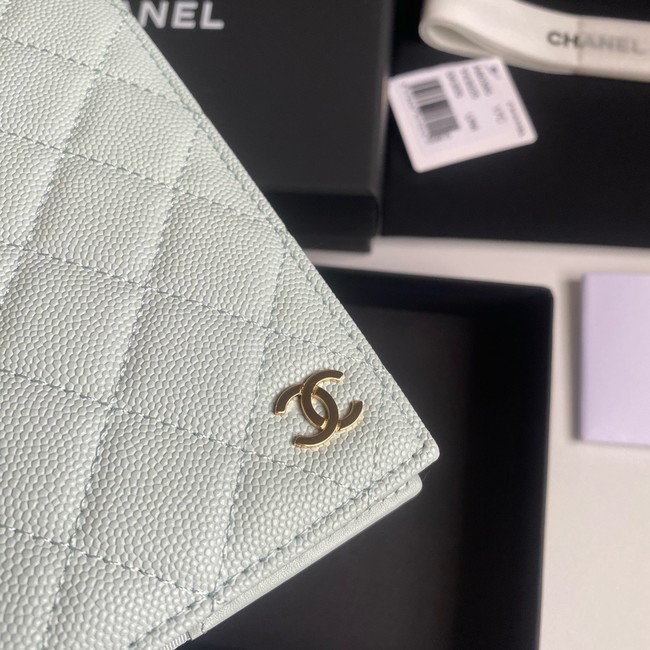 Chanel Calfskin Leather & Gold-Tone Metal Wallet B80385 light green