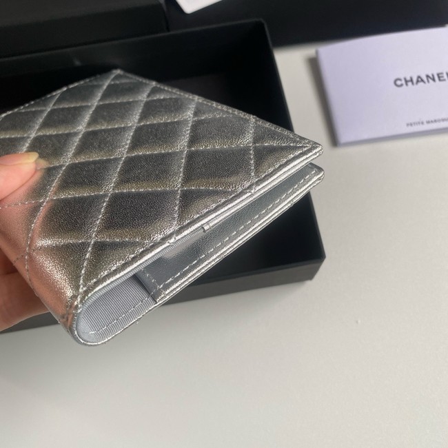 Chanel Leather Wallet B80385 Silver