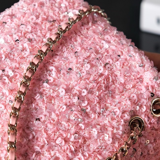 CHANEL EVENING BAG AS4298 pink & Silver