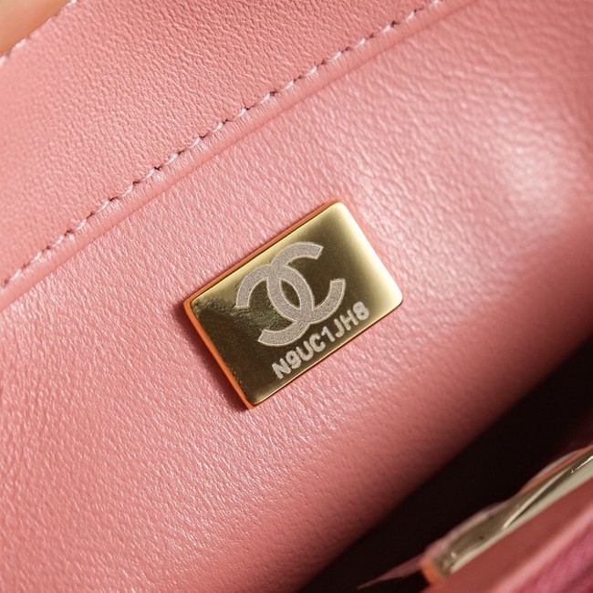 CHANEL EVENING BAG AS4298 pink & Silver