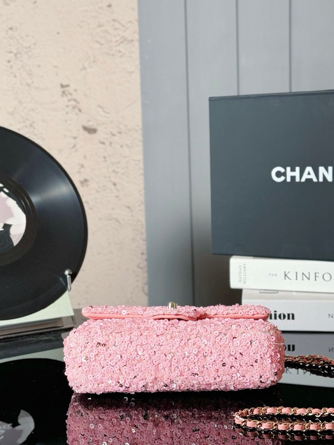 CHANEL EVENING BAG AS4298 pink & Silver