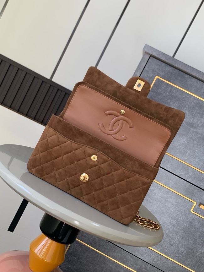 Chanel CLASSIC 11.12 HANDBAG velvet 1112 Brown