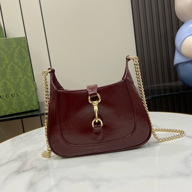 GUCCI JACKIE NOTTE MINI BAG 782889 Rosso Ancora patent leather