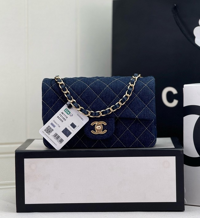 Chanel CLASSIC 11.12 SMALL HANDBAG Denim 1116 DARK BLUE