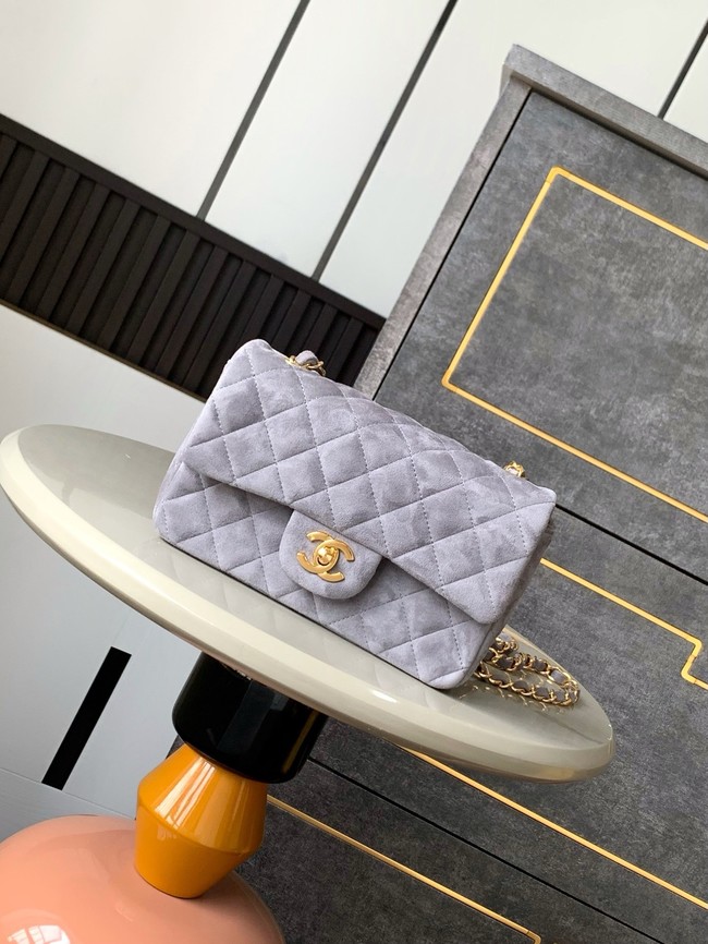 Chanel CLASSIC 11.12 SMALL HANDBAG velvet 1116 gray