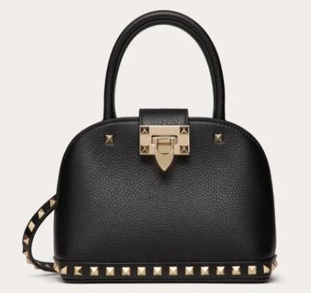 VALENTINO ROCKSTUD small grained calfskin handbag WB0Q69 black