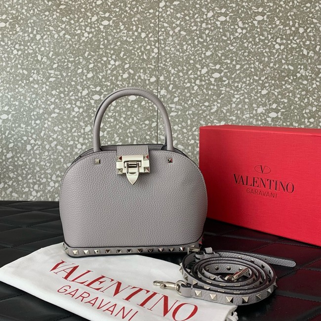 VALENTINO ROCKSTUD small grained calfskin handbag WB0Q69 gray